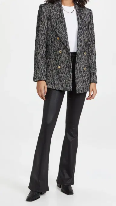 L'Agence Marty Ultra High Rise Flare Jeans Noir Coated 30 | Thumbnail 5