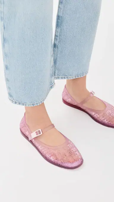 Melissa Harper Jelly Ballet Flats Clear Pink 7 | Thumbnail 3