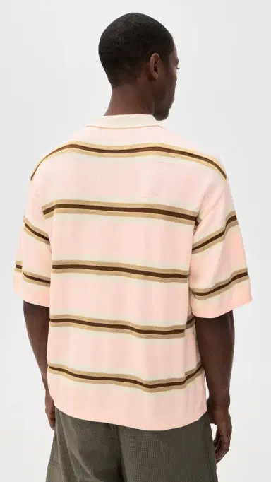 Nahmias Knit Striped Polo oft Pink Stripe Knitwear | Thumbnail 3