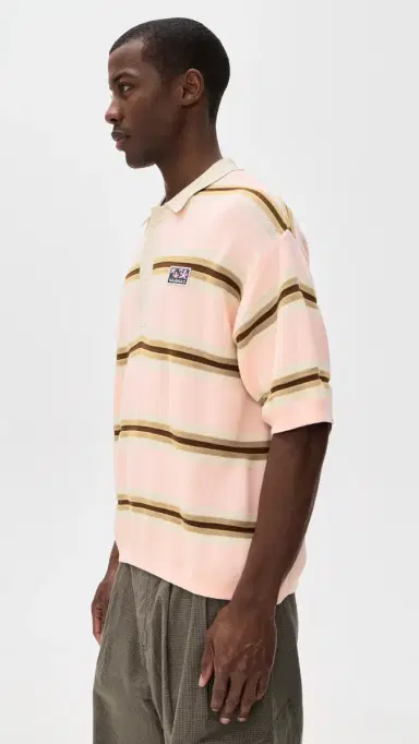 Nahmias Knit Striped Polo oft Pink Stripe Knitwear | Thumbnail 4