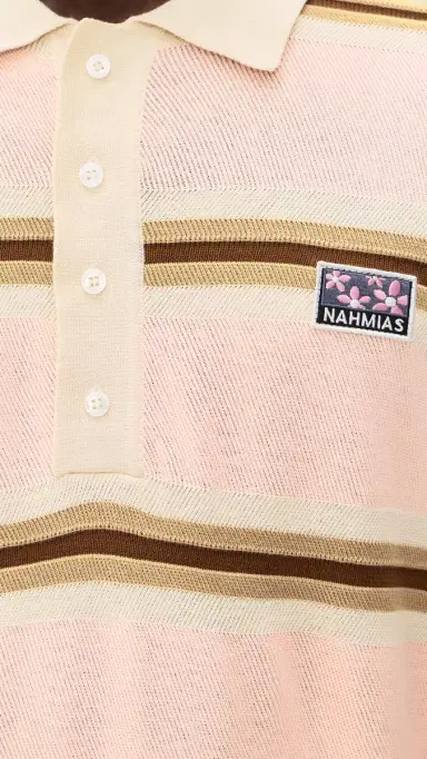 Nahmias Knit Striped Polo oft Pink Stripe Knitwear | Thumbnail 6