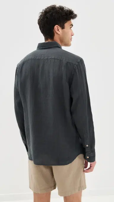 Faherty Laguna Linen Shirt Washed Black | Thumbnail 3