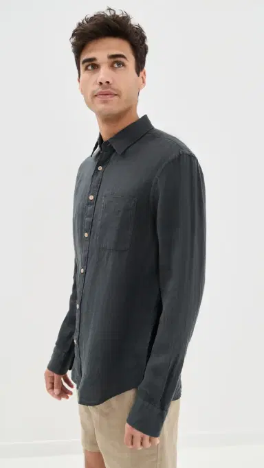 Faherty Laguna Linen Shirt Washed Black | Thumbnail 4