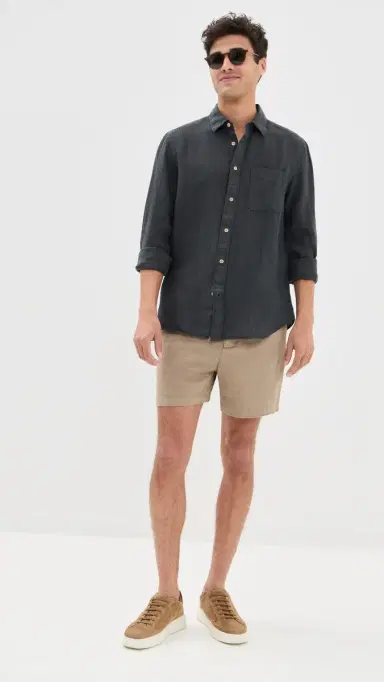 Faherty Laguna Linen Shirt Washed Black | Thumbnail 5