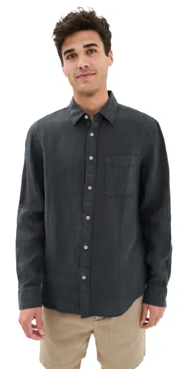 Faherty Laguna Linen Shirt Washed Black | Thumbnail 1