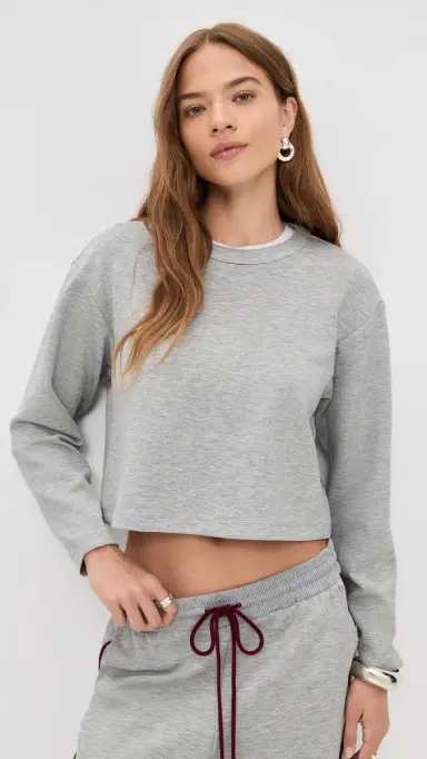 LE BOP Danica Crop Top Heather Grey S | Thumbnail 2