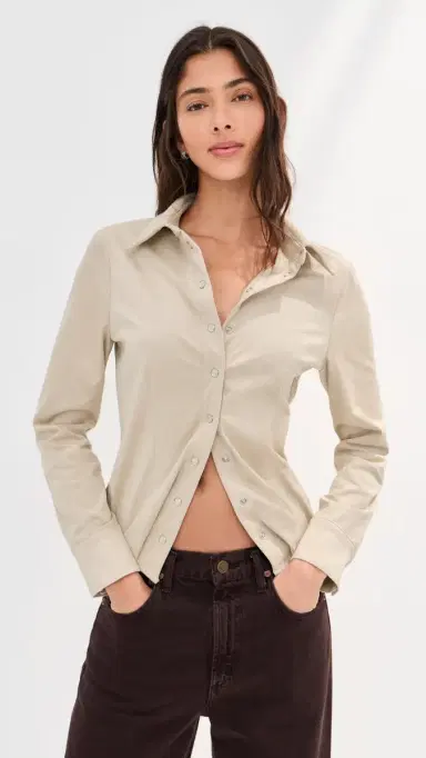 LE BOP Jolene Faux Suede Shirt Feather Grey M | Thumbnail 2