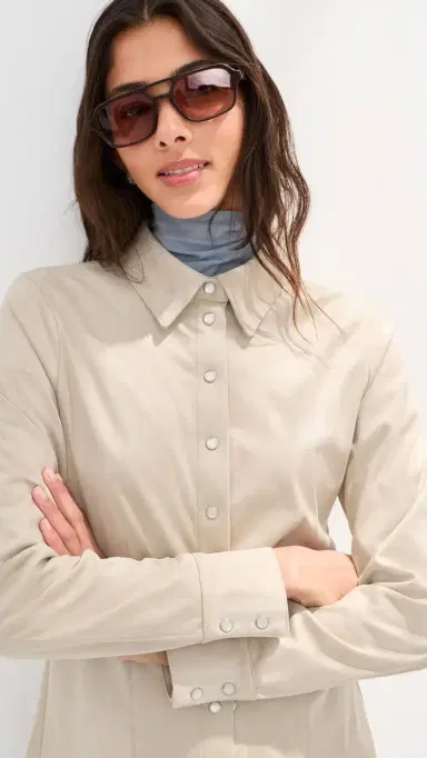 LE BOP Jolene Faux Suede Shirt Feather Grey M | Thumbnail 6
