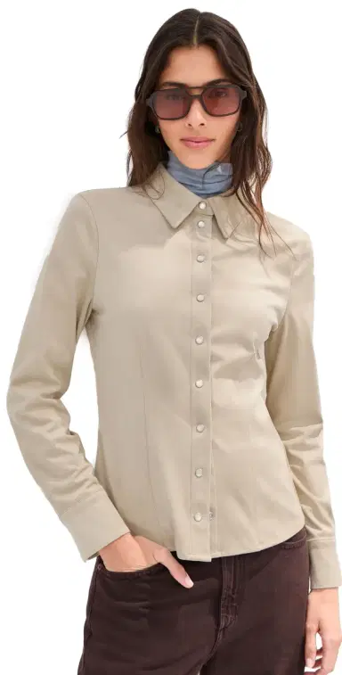 LE BOP Jolene Faux Suede Shirt Feather Grey M | Thumbnail 1