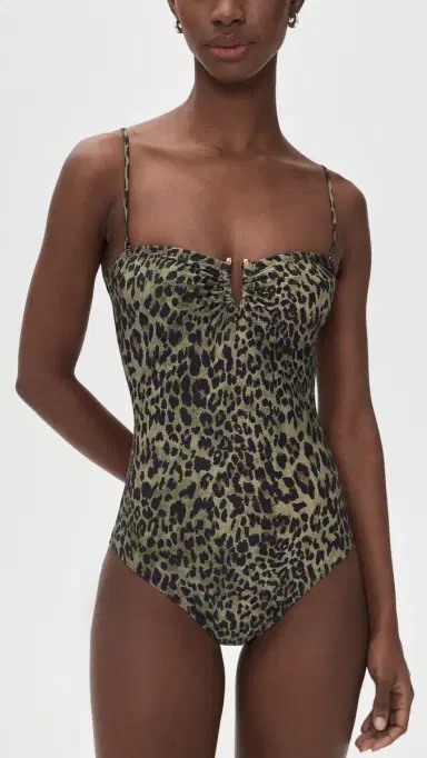 Nili Lotan One Piece Bathing Suit Army Green Leopard | Thumbnail 2