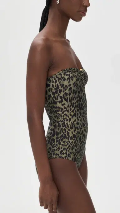Nili Lotan One Piece Bathing Suit Army Green Leopard | Thumbnail 4