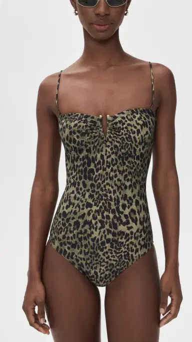 Nili Lotan One Piece Bathing Suit Army Green Leopard | Thumbnail 5