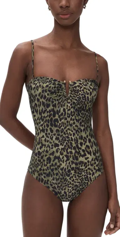 Nili Lotan One Piece Bathing Suit Army Green Leopard | Thumbnail 1