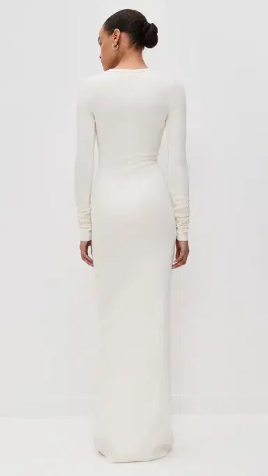 ÉTERNE Long Sleeve Crew Neck Maxi Dress Cream | Thumbnail 3