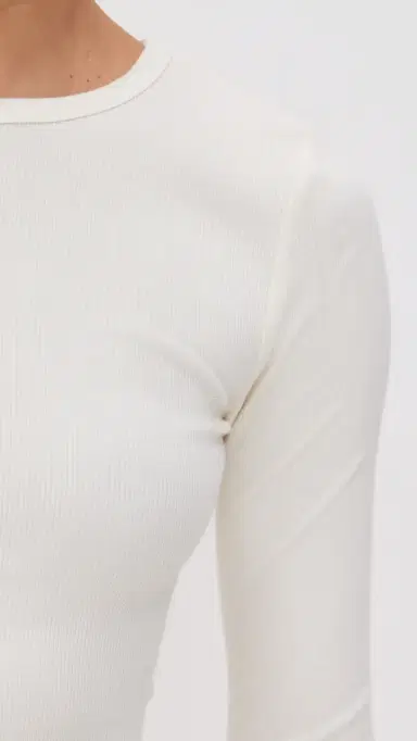ÉTERNE Long Sleeve Crew Neck Maxi Dress Cream | Thumbnail 6