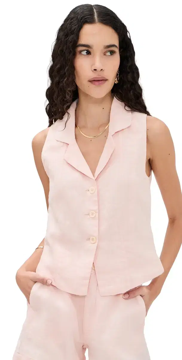 Neev Button Down Vest Ballet inen