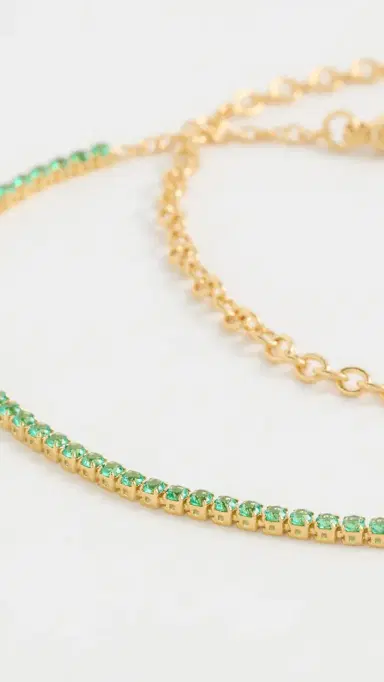 Gwen Beloti Tennis and Gold Dainty Link Set Gold One Size | Thumbnail 4
