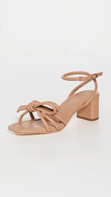 Loeffler Randall Mikel Leather Bow Mid-Heel Sandals Dune 6 | Thumbnail 2
