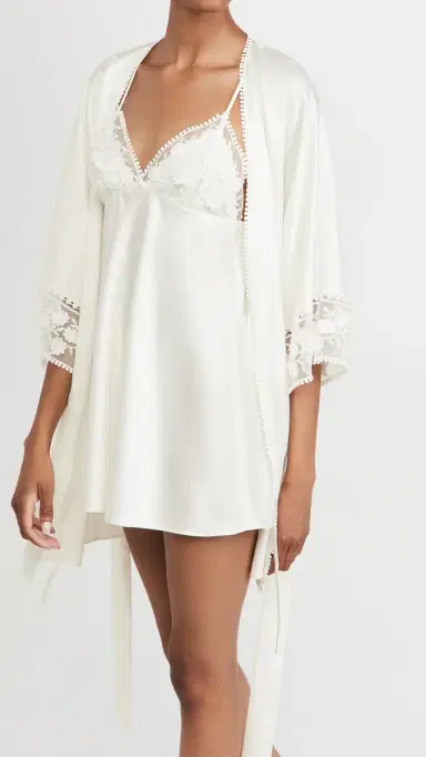 Flora Nikrooz Kylie Charmeuse Wrap with Lace Ivory M/L | Thumbnail 5
