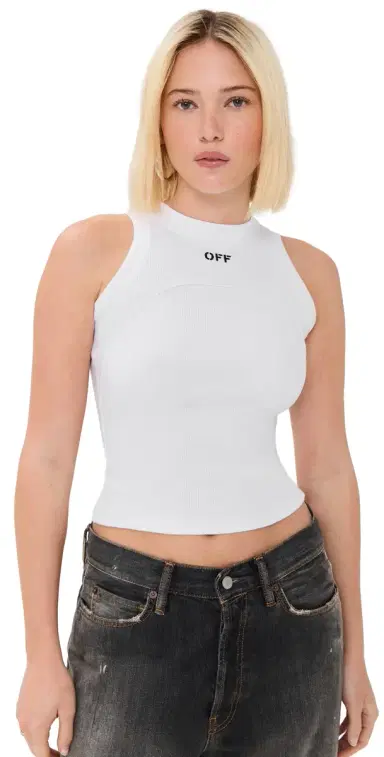 Off-White Off Stamp Rib Round Tank Top White/Black 42 | Thumbnail 1