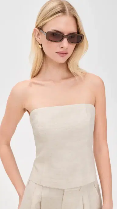 GOOD AMERICAN Linen Blend Strapless Top Oat | Thumbnail 2