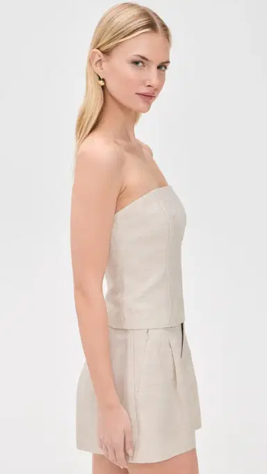 GOOD AMERICAN Linen Blend Strapless Top Oat | Thumbnail 4