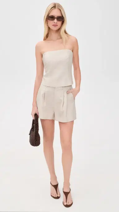 GOOD AMERICAN Linen Blend Strapless Top Oat | Thumbnail 5