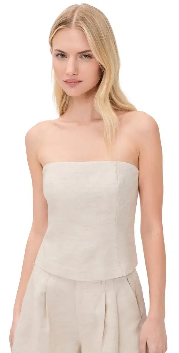 Good American Linen Blend trapless Top Oat