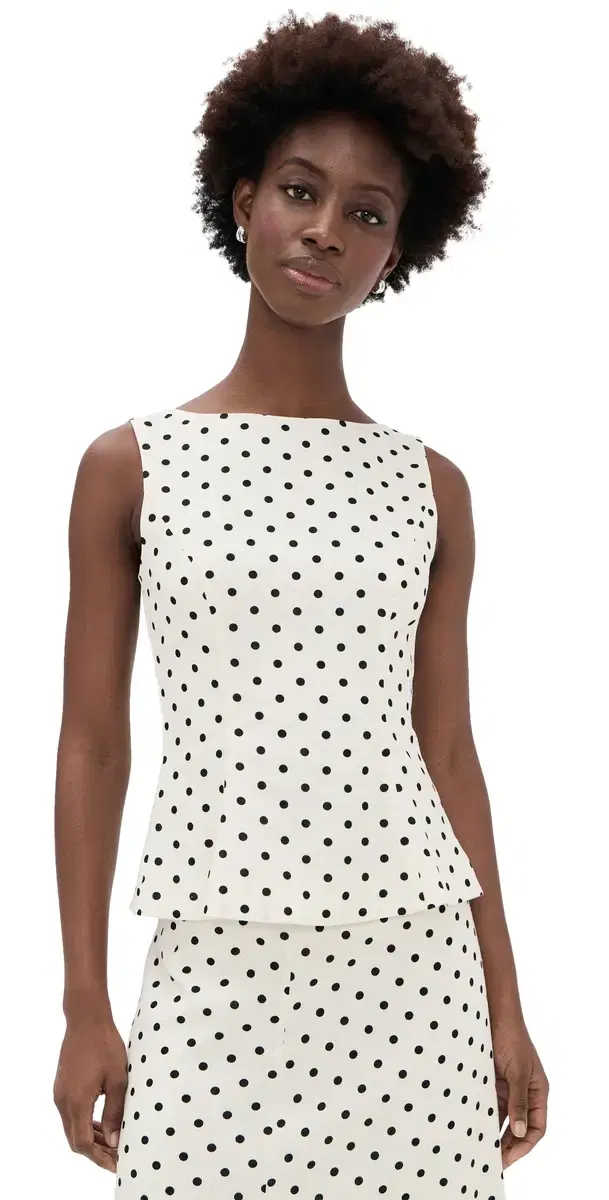 Arielle Boat Neck Top  Polka Dot