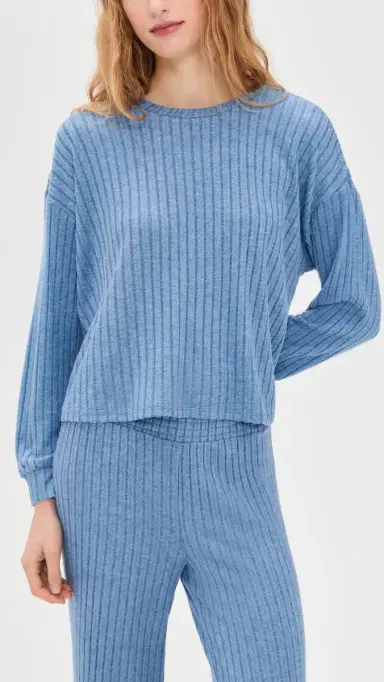 Z Supply Daydream Rib Top Oceanic Blue L | Thumbnail 2 Z Supply Daydream Rib Top Oceanic Blue L | Thumbnail 2