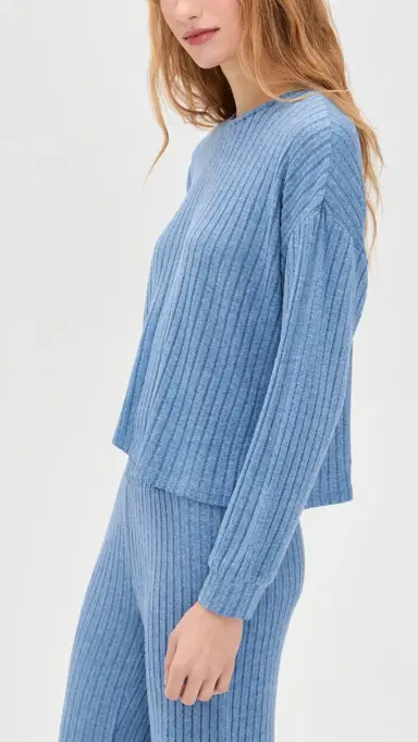 Z Supply Daydream Rib Top Oceanic Blue L | Thumbnail 4 Z Supply Daydream Rib Top Oceanic Blue L | Thumbnail 4