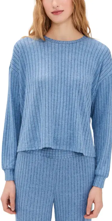 Z Supply Daydream Rib Top Oceanic Blue L | Thumbnail 1 Z Supply Daydream Rib Top Oceanic Blue L | Thumbnail 1