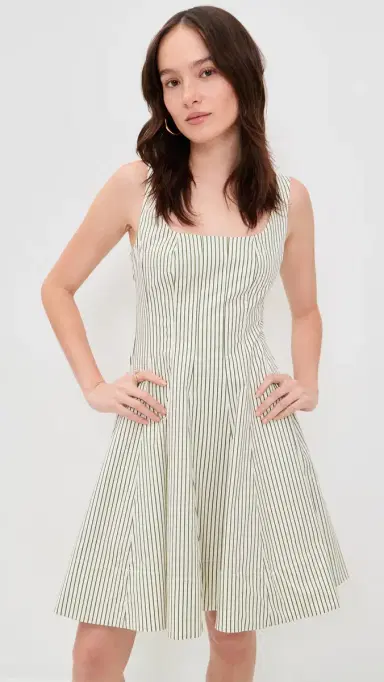 Staud Wells Mini Dress Chive Stripe 8 | Thumbnail 2