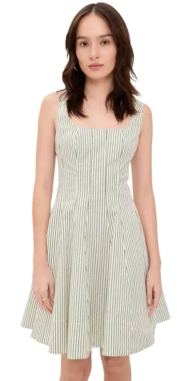 Staud Wells Mini Dress Chive Stripe 8 | Thumbnail 1