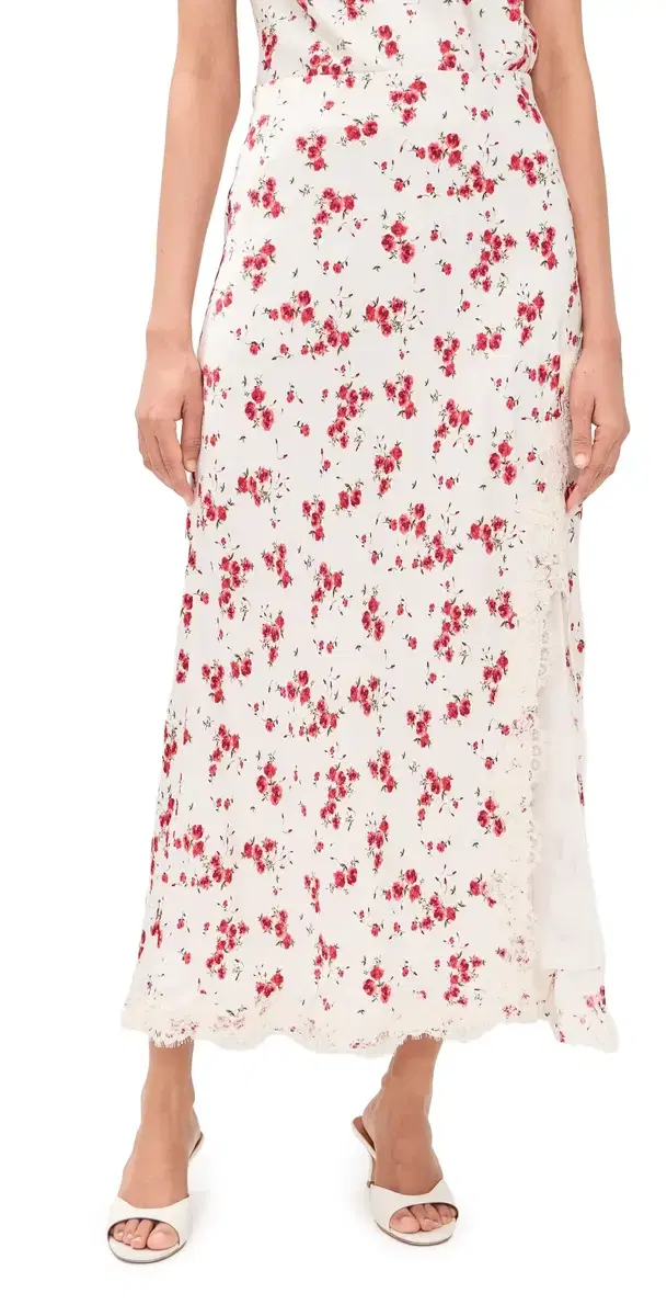 CAMI NYC Teagan Hammered atin Skirt Candied Rose