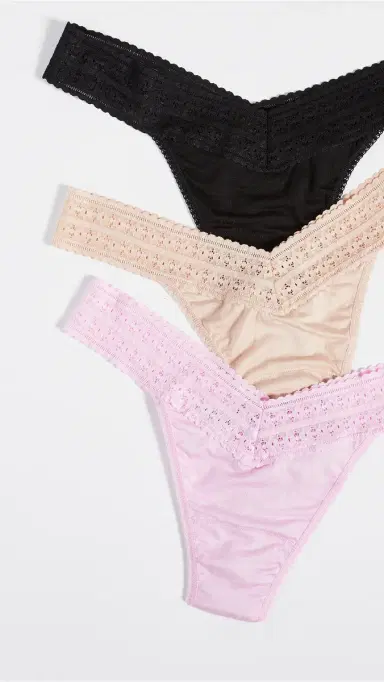 Hanky Panky Dream Original Rise Thongs 3 Pack Cotton Candy/Black/Chai | Thumbnail 2