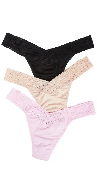 Hanky Panky Dream Original Rise Thongs 3 Pack Cotton Candy/Black/Chai | Thumbnail 1