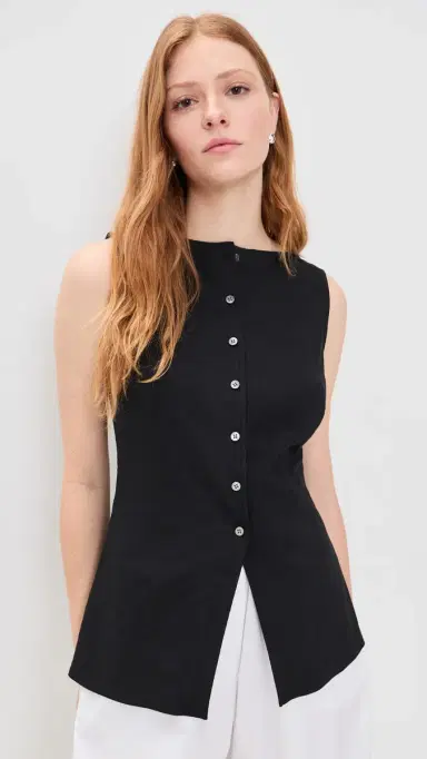 Theory Boat Neck Cutaway Top Black | Thumbnail 2
