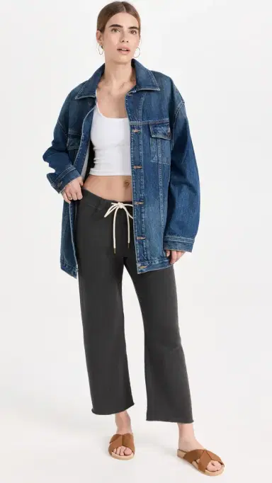 The Great. THE GREAT. The Wide Leg Cropped Sweatpants Washed Black 2 | Thumbnail 5