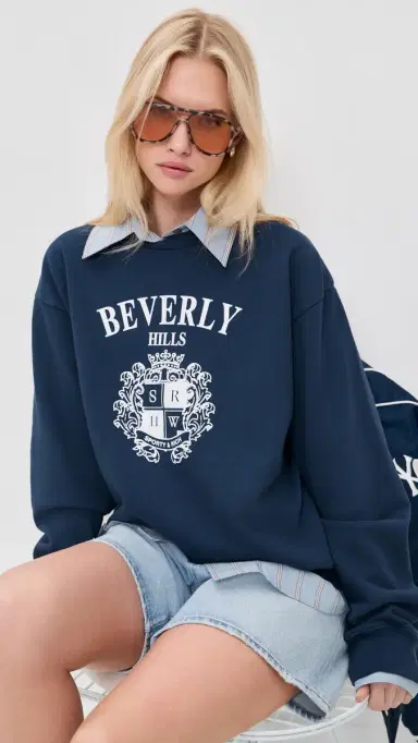 Sporty & Rich Beverly Hills Crest Sweatshirt Dark Navy | Thumbnail 2