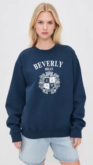Sporty & Rich Beverly Hills Crest Sweatshirt Dark Navy | Thumbnail 3