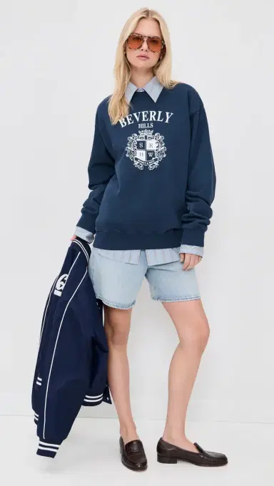 Sporty & Rich Beverly Hills Crest Sweatshirt Dark Navy | Thumbnail 6