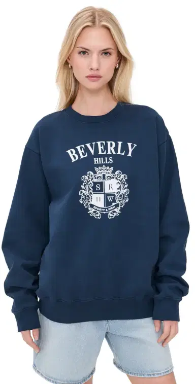 Sporty & Rich Beverly Hills Crest Sweatshirt Dark Navy | Thumbnail 1