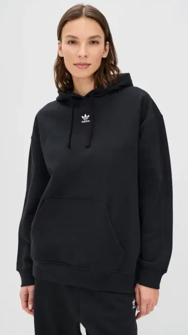 Adidas Essentials Oversized Fleece Hoodie Black L | Thumbnail 2