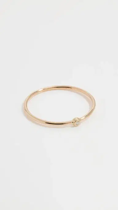 Zoë Chicco 14k Diamond Bezel Thin Gold Band Ring 14k Yellow Gold | Thumbnail 2 Zoë Chicco 14k Diamond Bezel Thin Gold Band Ring 14k Yellow Gold | Thumbnail 2