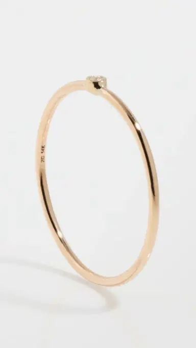 Zoë Chicco 14k Diamond Bezel Thin Gold Band Ring 14k Yellow Gold | Thumbnail 4 Zoë Chicco 14k Diamond Bezel Thin Gold Band Ring 14k Yellow Gold | Thumbnail 4