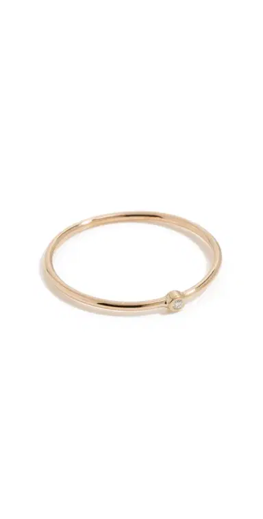 Zoë Chicco 14k Diamond Bezel Thin Gold Band Ring 14k Yellow Gold | Thumbnail 1 Zoë Chicco 14k Diamond Bezel Thin Gold Band Ring 14k Yellow Gold | Thumbnail 1