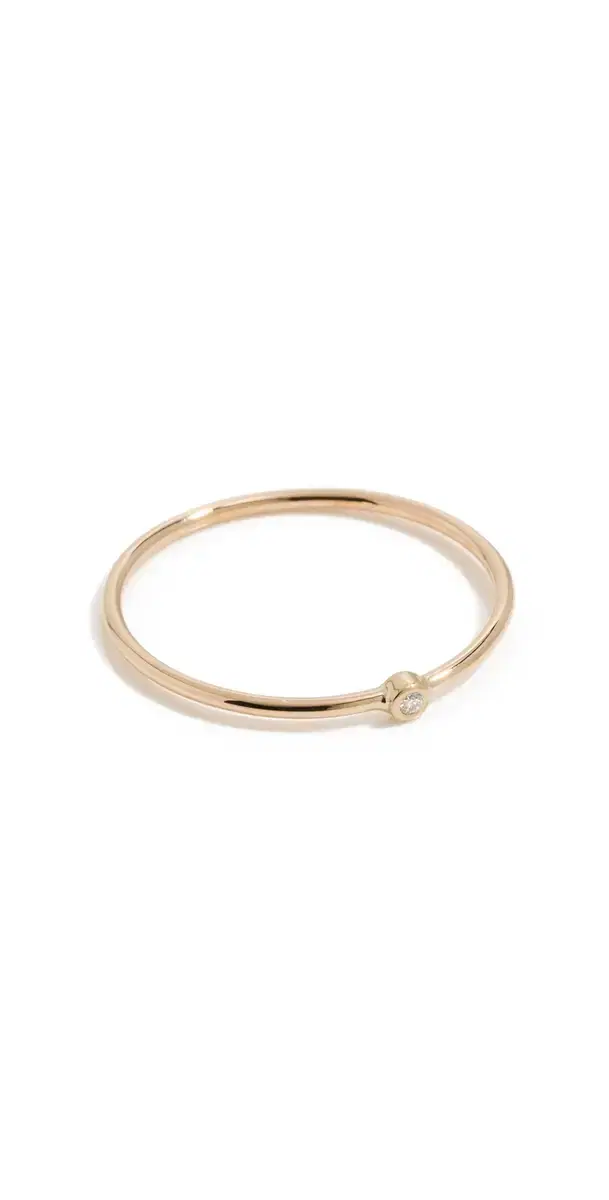 Zoe Chicco 14k Diamond Bezel Thin Gold Band Ring 14k Yellow Gold