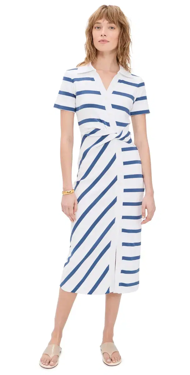 Ellicot Dress White/French Blue Wide Stripe