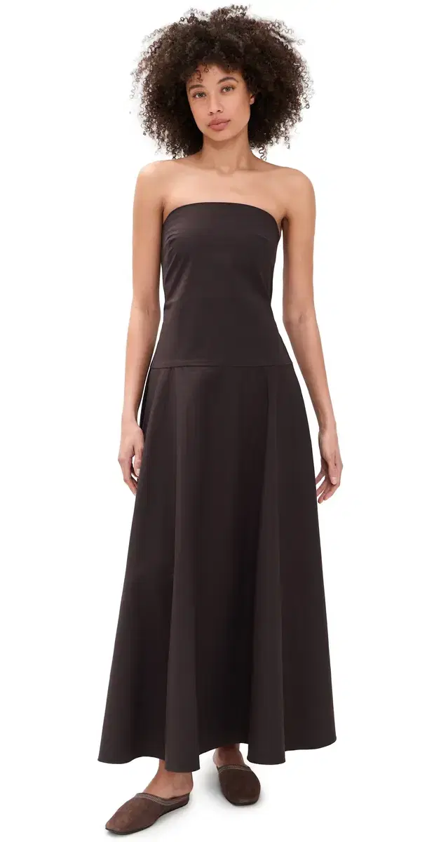 Strapless Rouleau Dress Bark